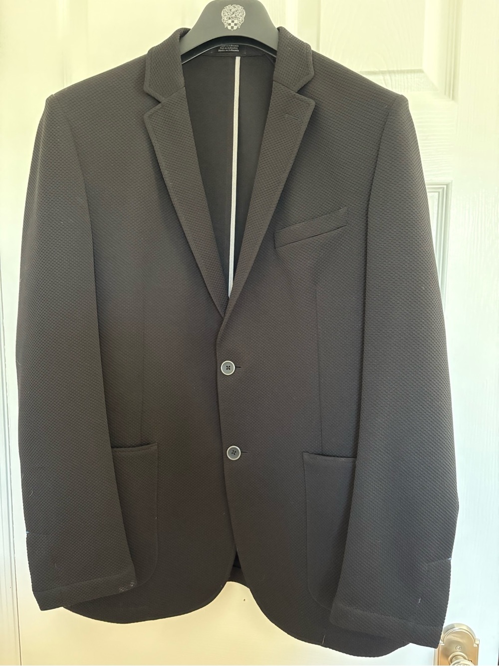 Men's Textured Black Blazer - Classic Notch Lapel